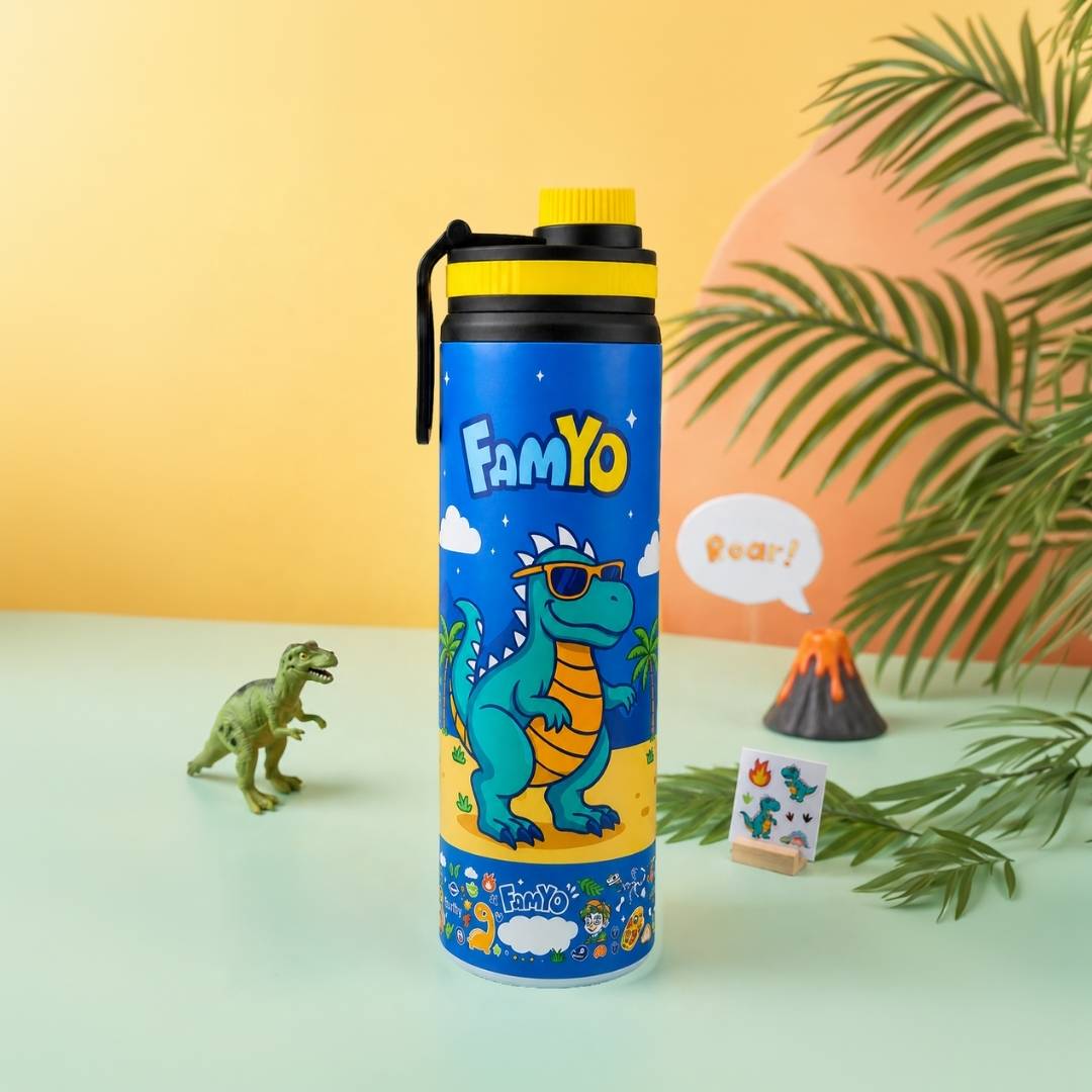 Famyo rexy the dinosaur water bottle for kids - 900ml
