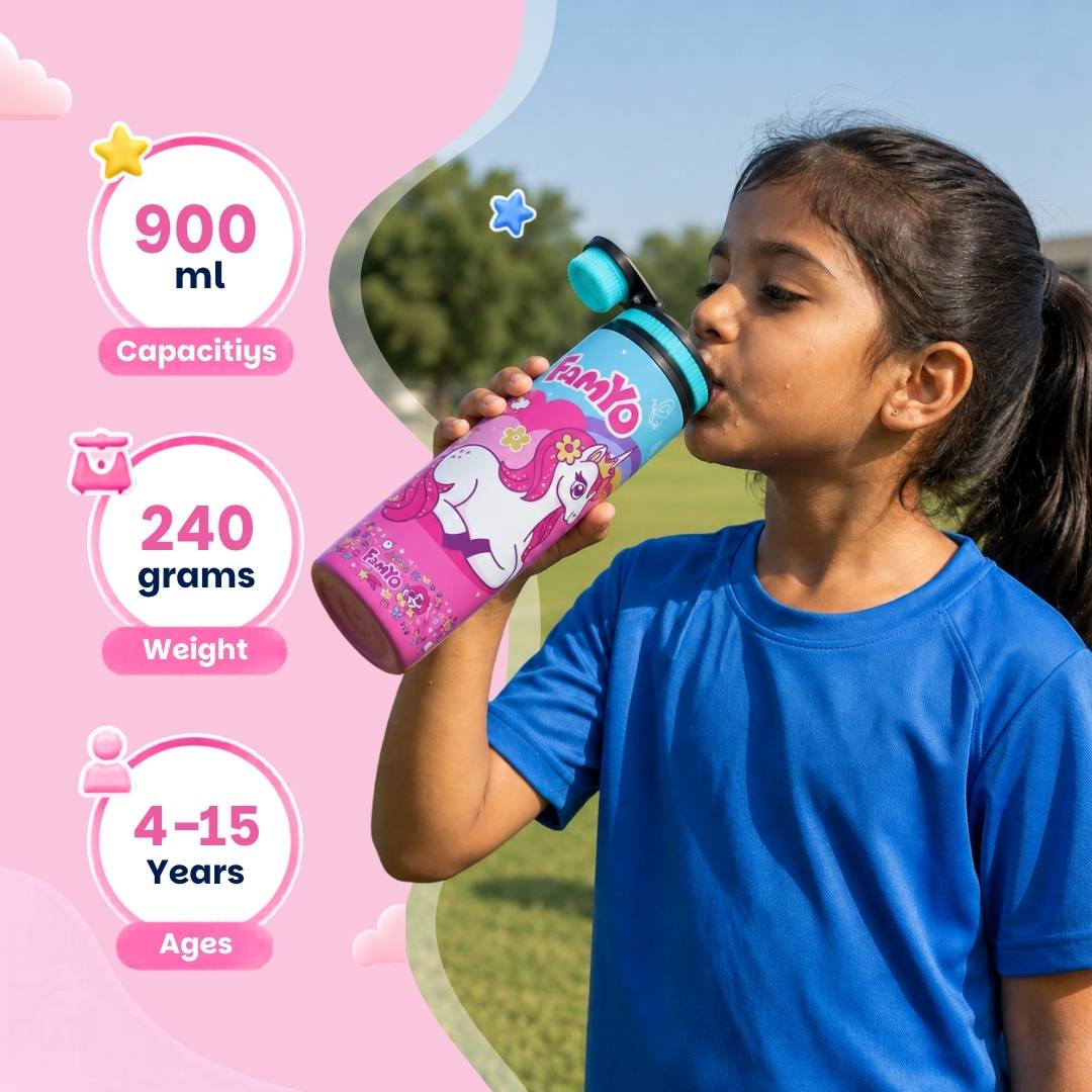 Famyo June the unicron water bottle for kids - 900 ml - school essential - 240 gms - 4-15 years kids