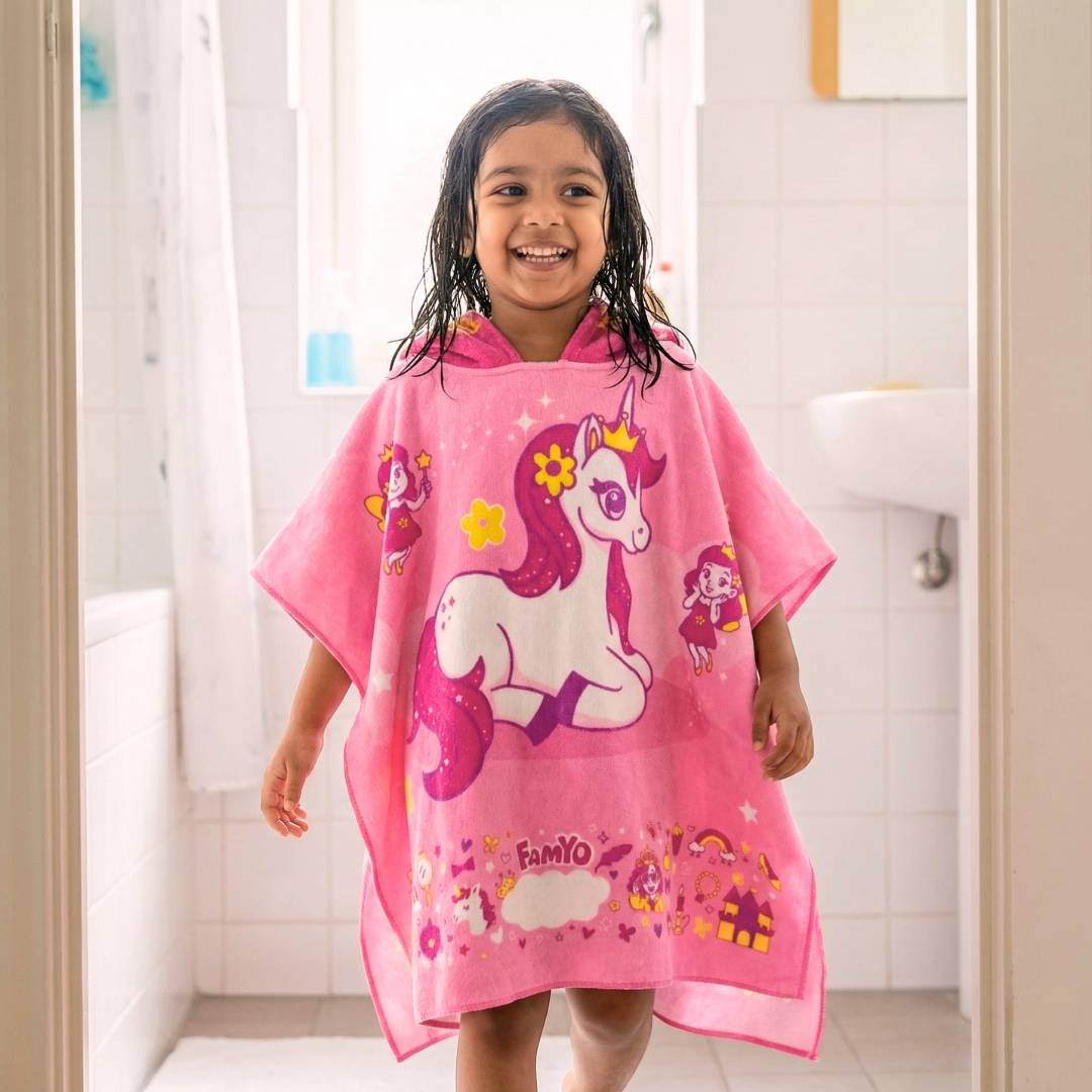 June the Unicorn Glow Bedsheet, Glow in the Dark Quilt/Blanket/AC Comforter & Hooded Poncho Towel Set | Glow Maxx Series