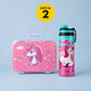 Famyo June Unicorn Lunch Box and Water Bottle Combo for Kids | Leakproof Bento Box & Kids Water Bottle | School Essentials Set