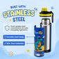 Famyo rexy the dino stainless steel water bottle - durable steel body and BPA free materials 
