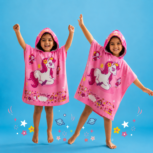 June the Unicorn – Maxx Series Hooded Poncho Towels for Kids, Set of 2 | Quick-Dry, Highly Absorbent Microfiber Bath Towels