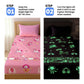 June & Fairy Unicorn Glow in the Dark Quilt/Blanket/AC Comforter, June Unicorn Glow Bedsheet & Hooded Poncho Towel Set for Kids