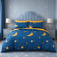 Moon & Star King Size AC Comforter Set | 4 & 5 Piece Options | 250 TC Cotton Fitted Bedsheet | 150 GSM Lightweight All-Season Bedding Set with Pillow Covers
