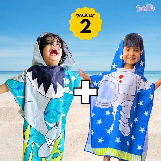 Famyo Poncho Towel Set of 2, Bundle Offer - Astro & Cute shark