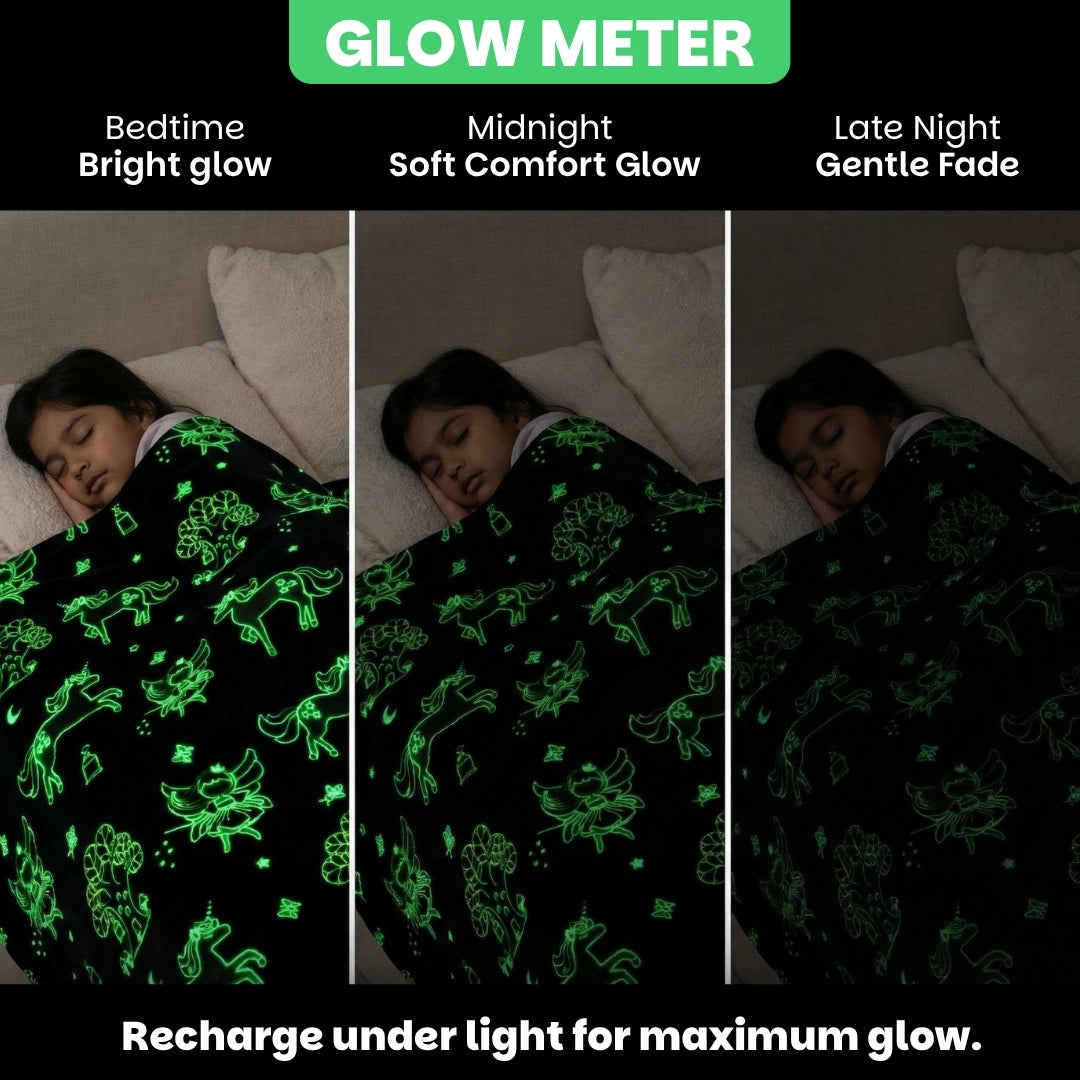 Pink Unicorn Glow Blanket | Soft Flannel AC Blanket for All-Season | Perfect Gift for Kids