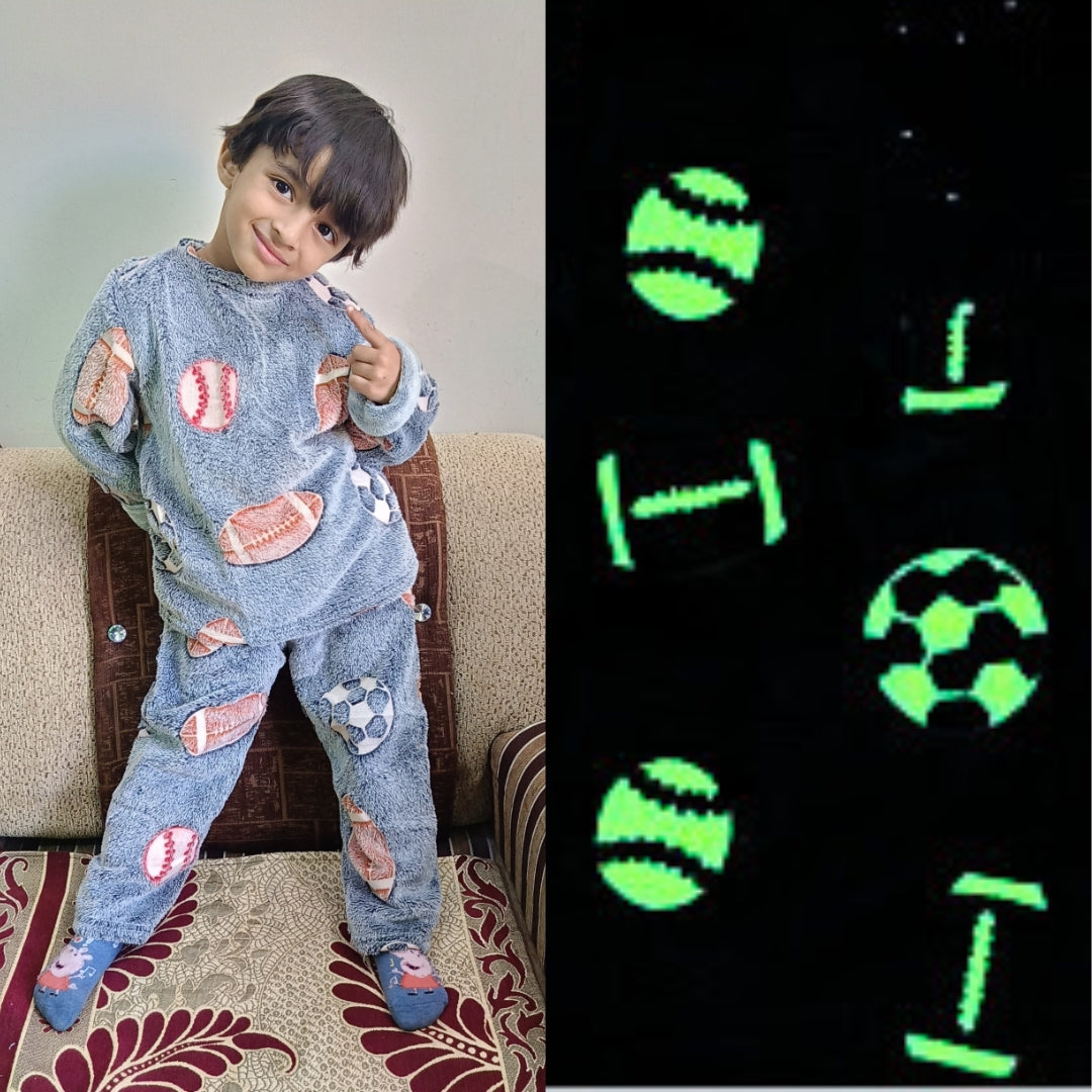 Football Glow in the Dark Kids' Pajamas (5-9 Years) | Cute Summer Night Suits