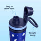 Kids stainless steel water bottle available in June the Unicorn, Rexy the Dinosaur, Leo the Astronaut, Dark Blue Astronaut, and Lavender Unicorn designs, featuring a 900 ml capacity, ideal for school, travel, and everyday hydration.