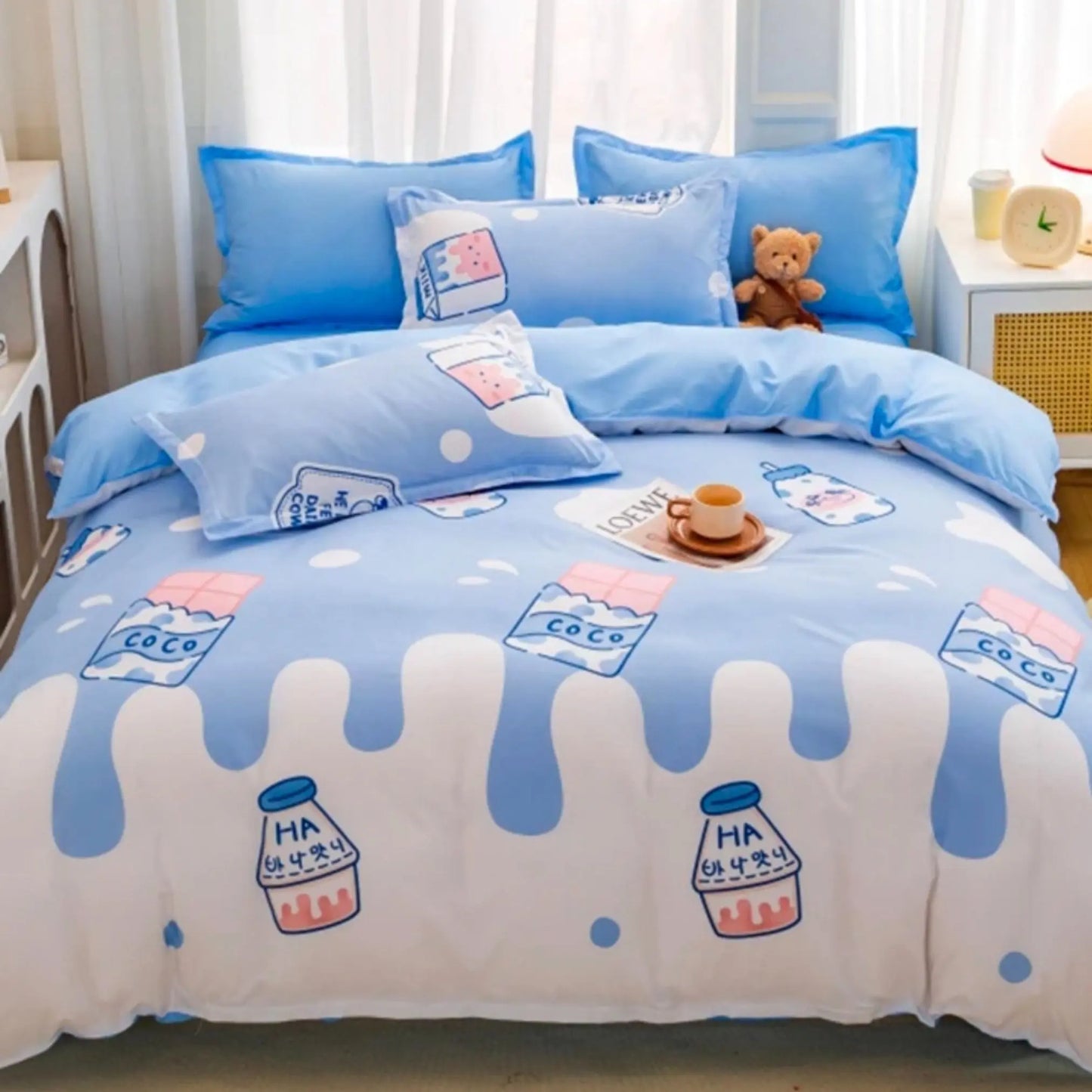 Famyo's Milk and Chocolate Playful and Comfortable Bedding set of 5 for Kids