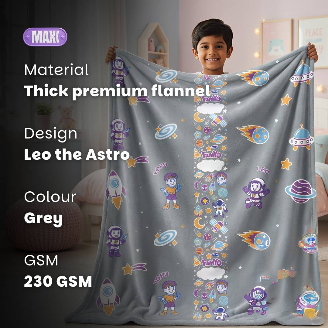 Leo the Astronaut Glow Maxx Blanket for Kids – Soft Kids Blanket, Perfect Gift for Kids 0-15 years
