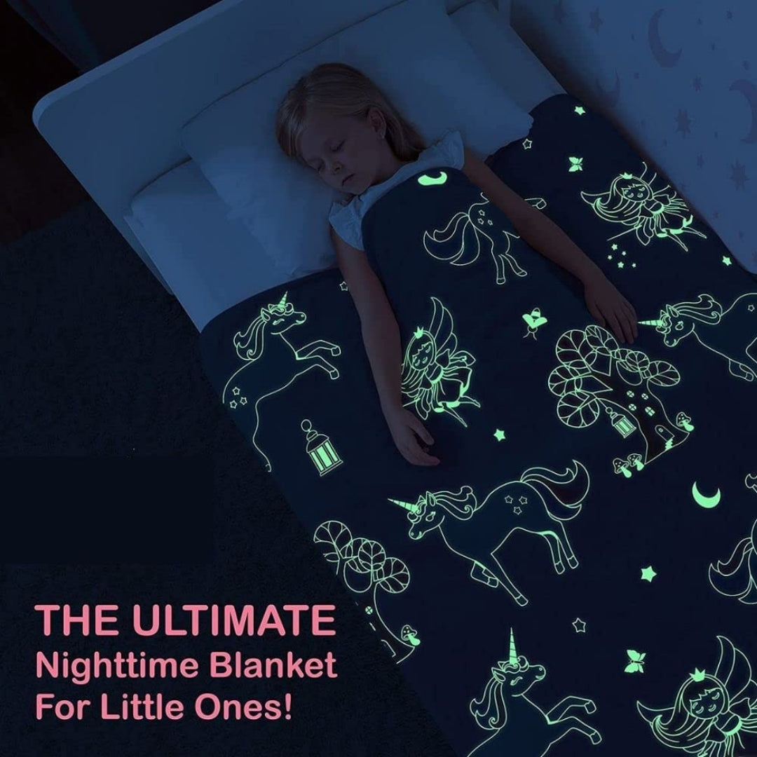 Fairy Glow in The Dark Blanket for Kids | 200 x 152cm, 0-15 Years, Queen Size Flannel Blanket | Birthday Gift for Kids Bed, Sofa, or Couch