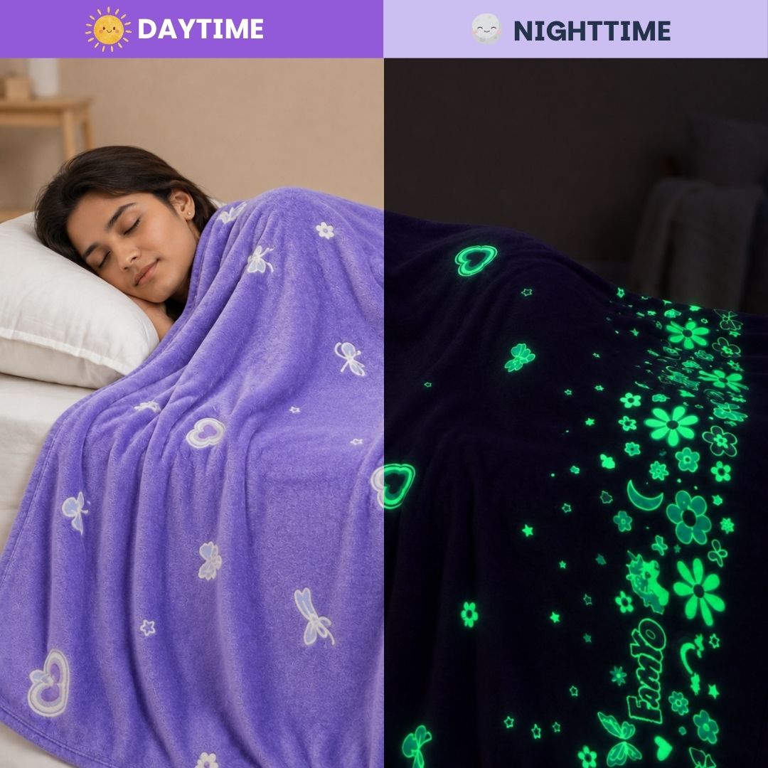 Lavender Unicorn Glow in the Dark Blanket/Quilt/AC Comforter | Soft Premium Flannel | Queen Size | All-Season Glow Blanket for Adults
