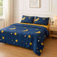4pc Kids Bed Set – King Size Fitted Bedsheet , Comforter Cover & 2 Pillow Covers | Moon & Star Theme Famyo Shop WH