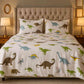 4pc Kids Bed Set – King Size Fitted Bedsheet , Comforter Cover & 2 Pillow Covers | Dino Park Theme Famyo Shop WH