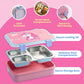 Famyo bento lunch bok  - june the unicorn - for kids  - secure locking lid - stainless steel compartments and secret storage base