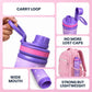 Kids stainless steel water bottle available in June the Unicorn, Rexy the Dinosaur, Leo the Astronaut, Dark Blue Astronaut, and Lavender Unicorn designs, featuring a 900 ml capacity, ideal for school, travel, and everyday hydration.