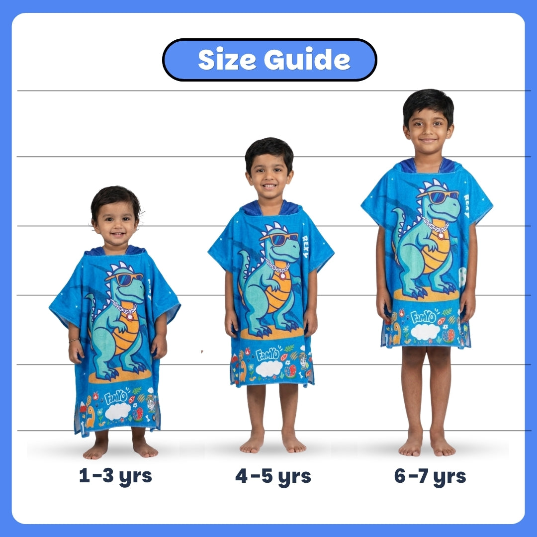 Famyo Dinosaur Poncho hooded towel for kids 