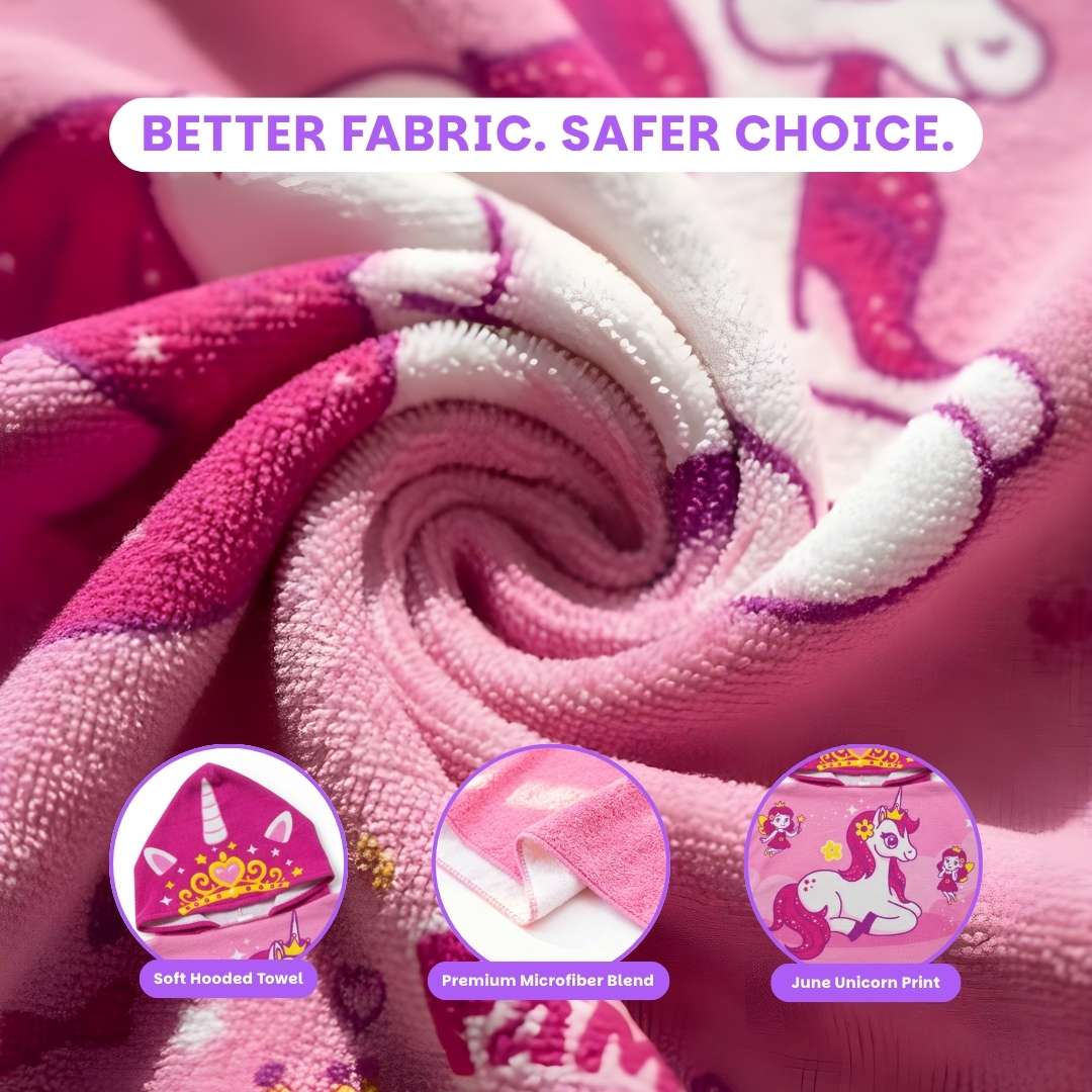 June the Unicorn Kids Towel from Famyo Hood Maxx Series – Ultra-Soft Kids Hooded Towel for Ages 0–7 | Perfect Gift for Kids