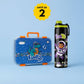 Famyo rexy the dinosaur bento lunch box and leo the astronaut water bottle combo for kids 