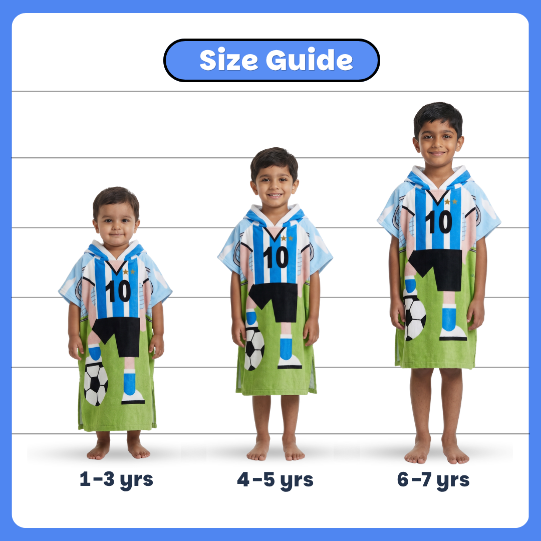 Football Poncho Towel for Kids | Hooded Bath Towels for Boys & Girls | 60 x 60cm Toddler Pool Towel with Hood, 1-7 years