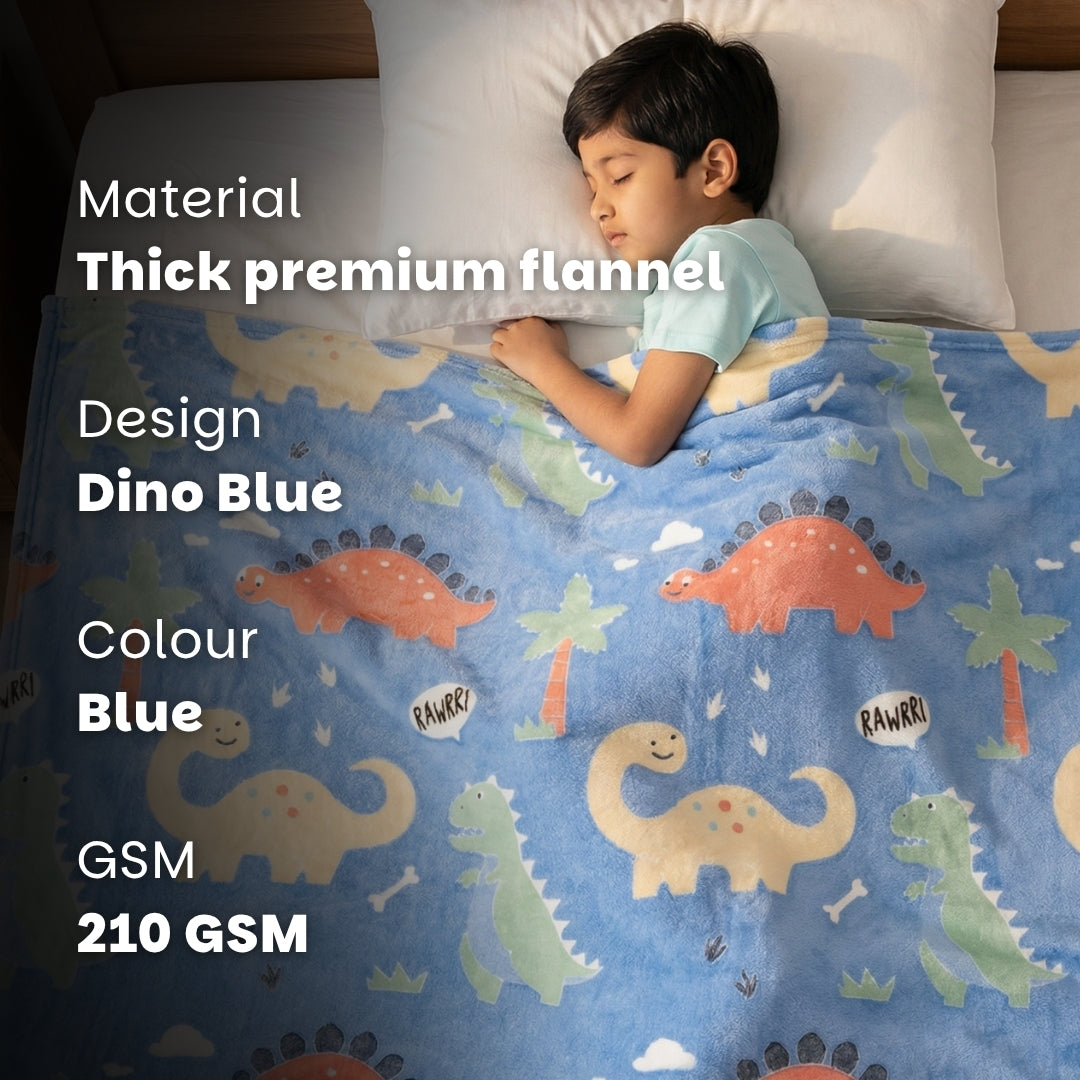 Dino Glow Blanket | Soft Flannel AC Blanket for All-Season | Perfect Gift for Kids