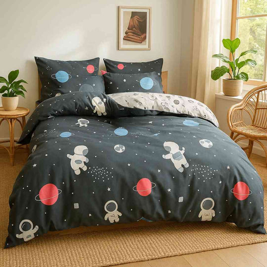 Astronaut in Space 250TC King Bed Sheet Set (Set of 4 or Set of 5) Famyo