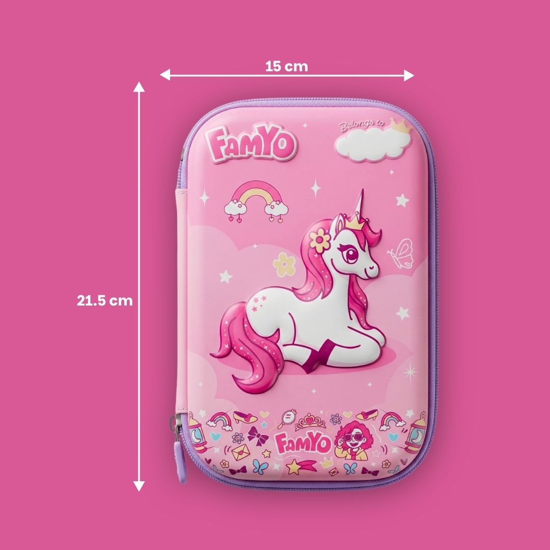 Famyo School essential -  Unicorn Pencil Pouch - easy to carry, compact size