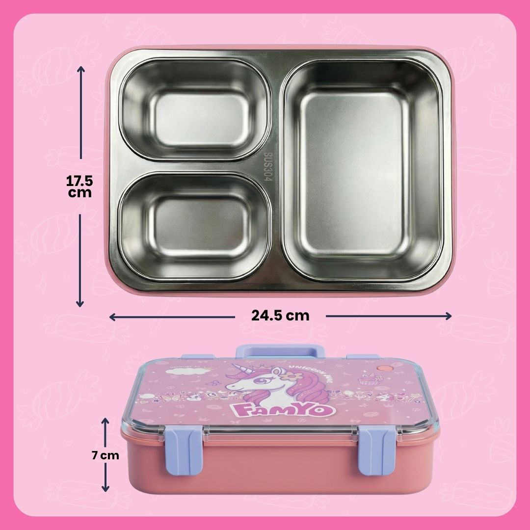 Famyo School essential - Unicorn Bento Lunch Box - easy to carry