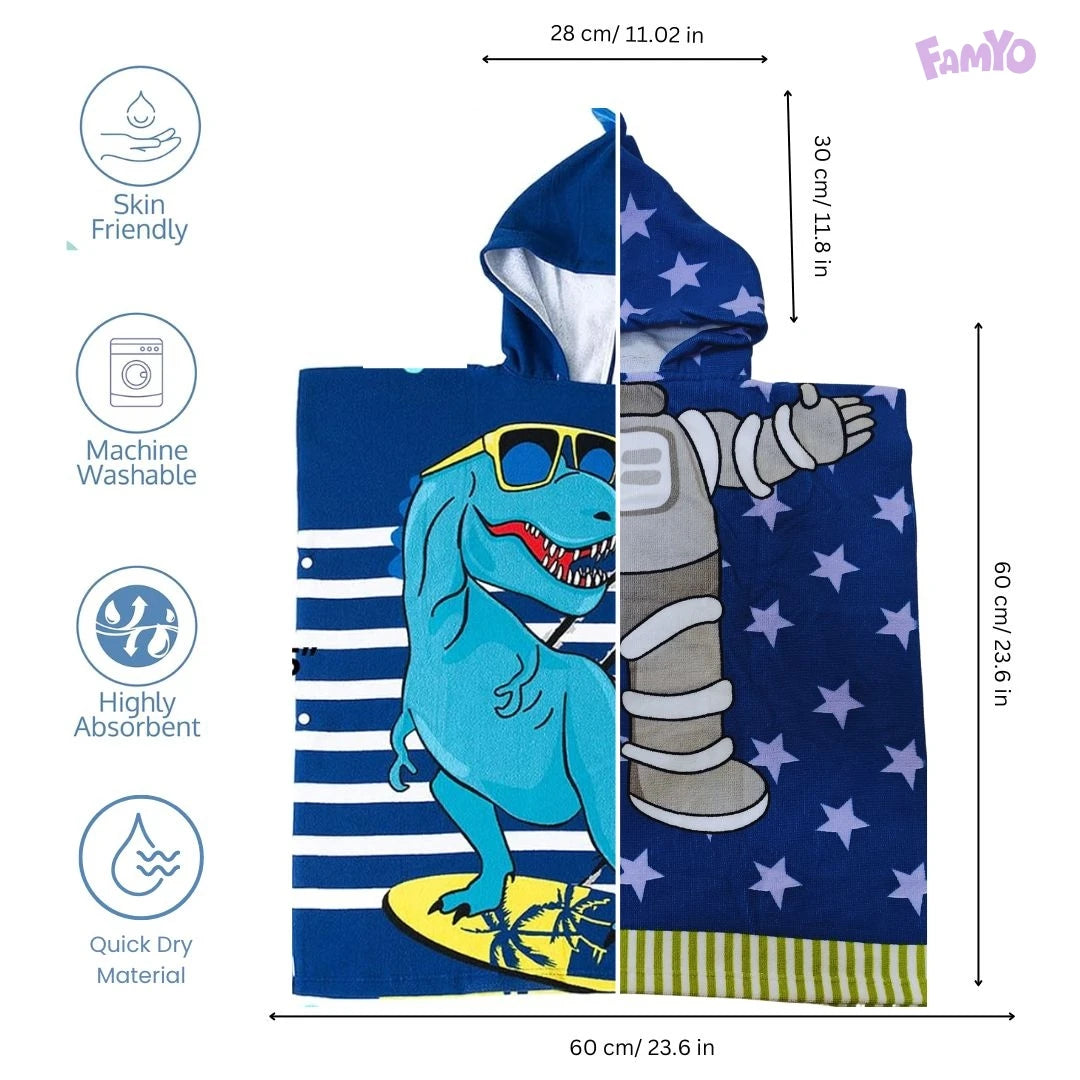 Famyo Poncho Towel Set of 2, Bundle Offer - Astro & Dino