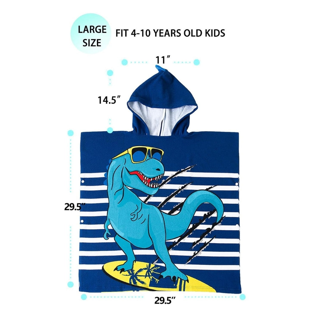 Cool Blue Dino Poncho Towel for Kids | Hooded Bath Towels for Boys & Girls | 60 x 60cm Toddler Pool Towel with Hood, 1-7 years