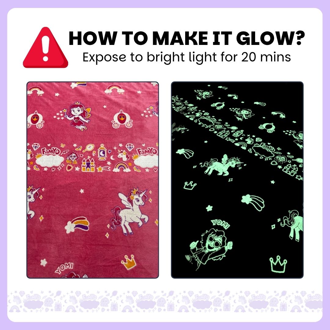 June the Unicorn Glow Blanket from Famyo Glow Maxx Series – Soft Kids Blanket, Perfect Gift for Kids 0-15 years Famyo Shop WH