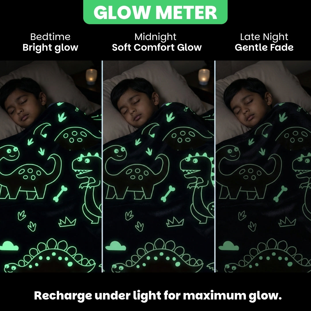 Dino Glow Blanket | Soft Flannel AC Blanket for All-Season | Perfect Gift for Kids