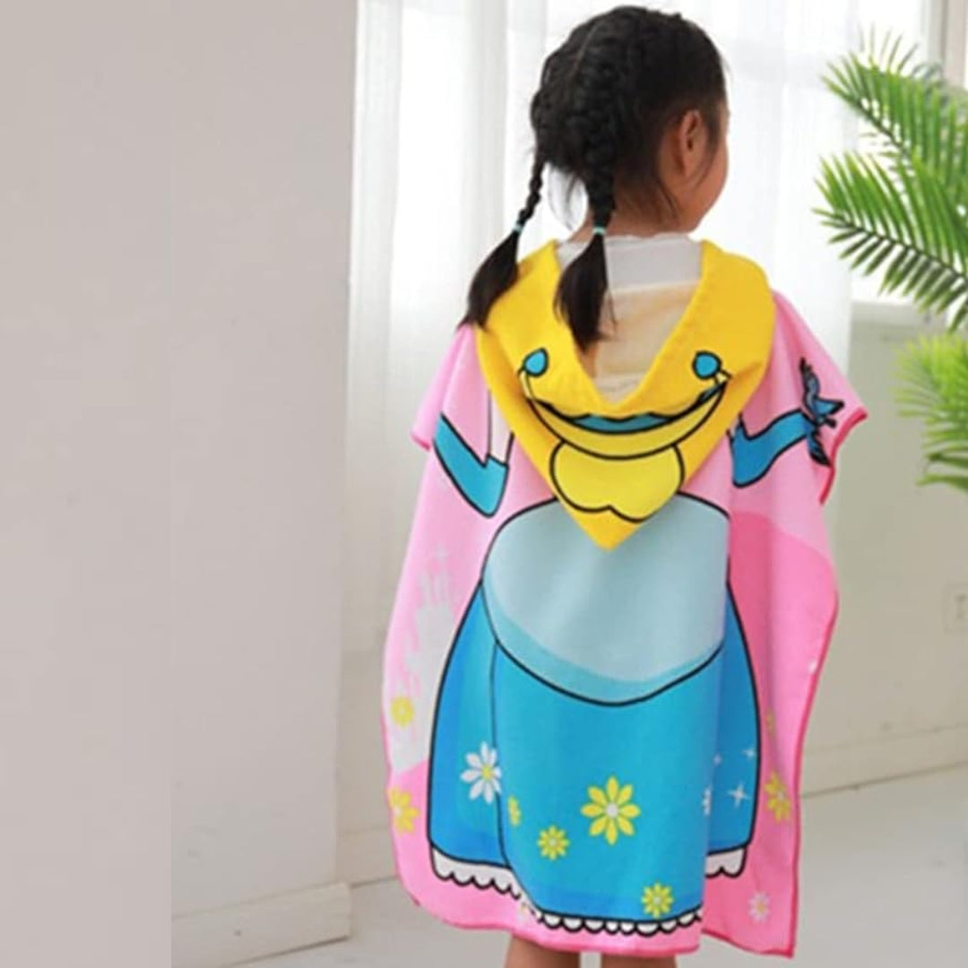 Magical Princess Poncho Bath Towel for Kids, 1-7 years, 60 x 60cm | 100% Cotton, Skin-Friendly Microfiber Hooded Toddler Pool Towel | Quick-Drying, Water Absorbing, Full-Size Bathrobe