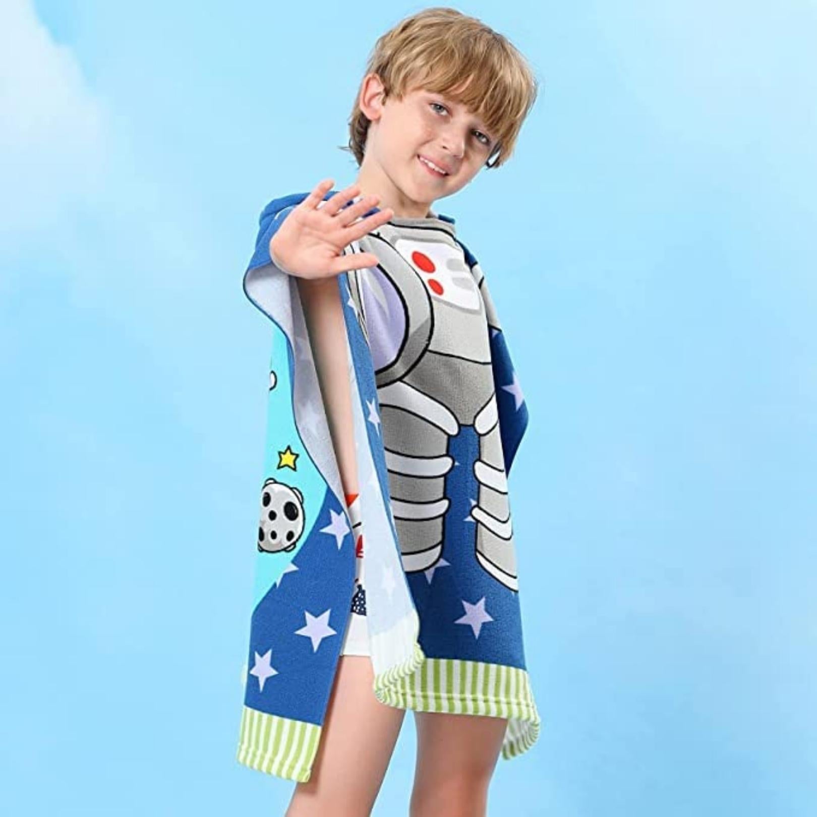 Astronaut Towel for Kids | Hooded Bath Towels for Boys & Girls | 60 x 60cm Toddler Pool Towel with Hood