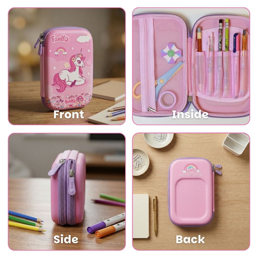Famyo School essential - Unicorn Bento Lunch Box and Unicorn Pencil Pouch