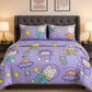 Purple Astronaut 250TC King Bed Sheet Set (Set of 4 or Set of 5) Famyo
