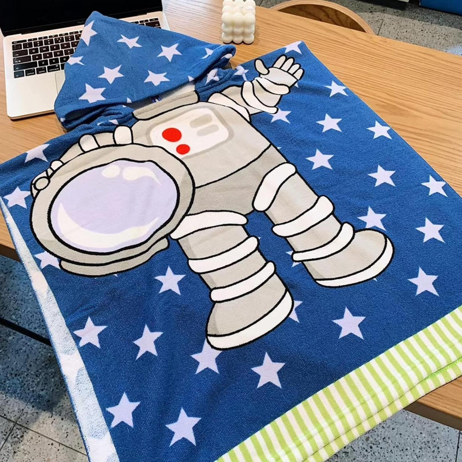 Astronaut Towel for Kids | Hooded Bath Towels for Boys & Girls | 60 x 60cm Toddler Pool Towel with Hood