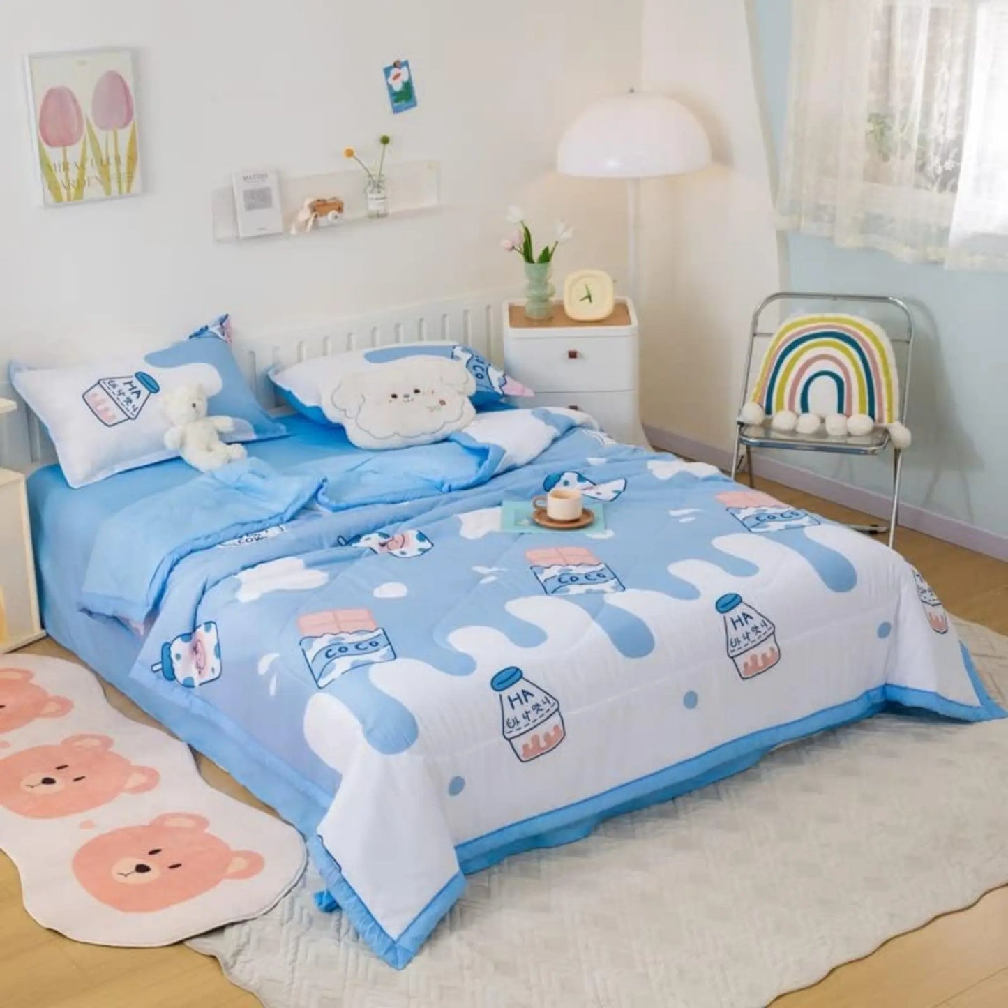 Sky blue Milk and Chocolate bedding set and comforter for kids