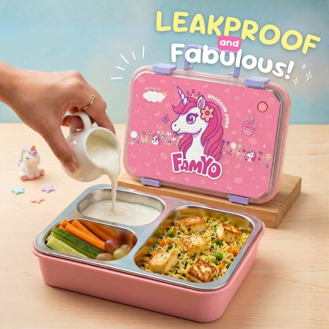 Famyo Bento Lunch box for kids - tffin box for school kids - coolest gift and leakproof design
