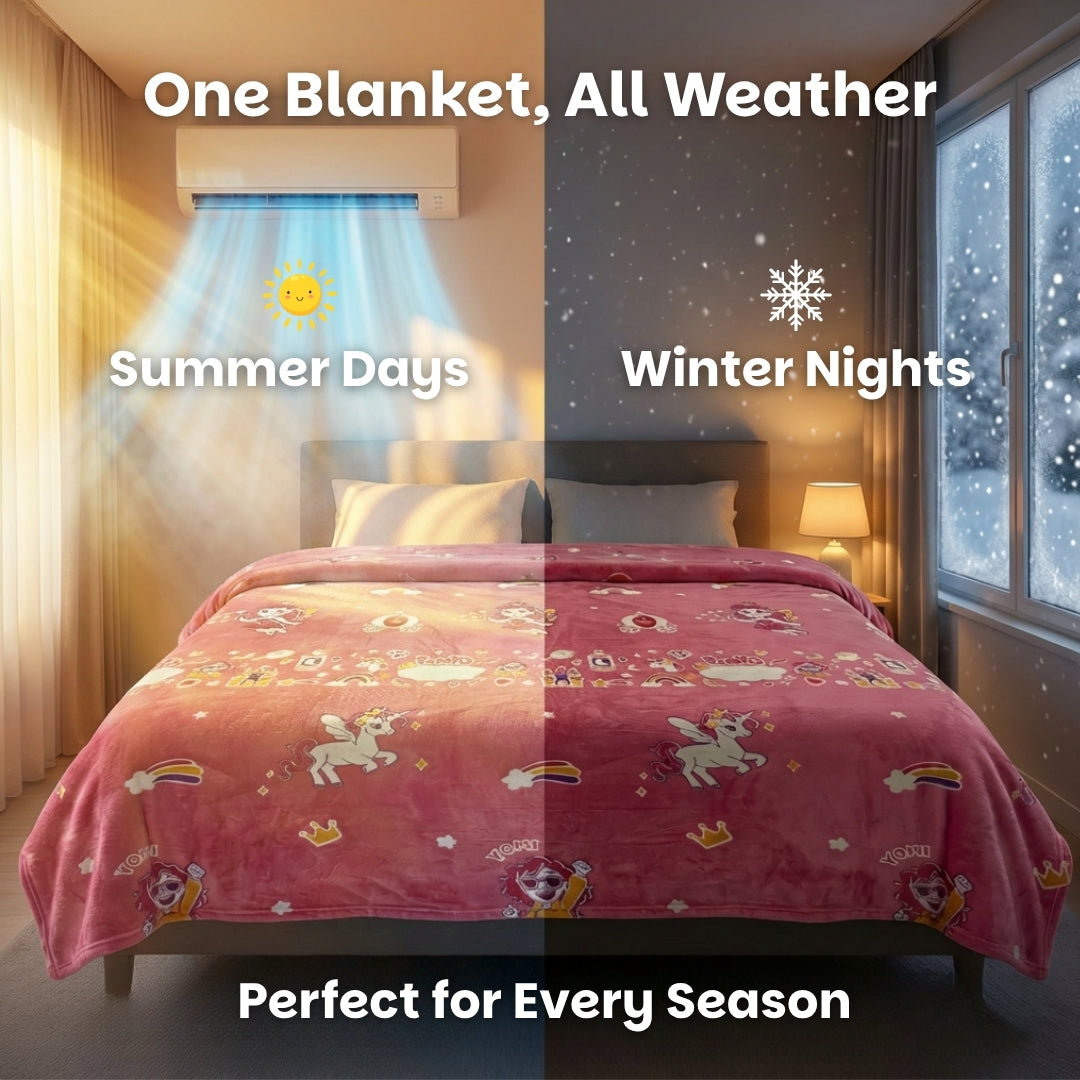 June the Unicorn Glow Blanket – Glow Maxx Series | Soft Flannel AC Blanket for All-Season | Perfect Gift for Kids