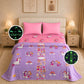 June the Unicorn & Mira the Mermaid Glow in the Dark Quilt/Blanket/AC Comforter & Glow Bedsheet Set for Kids | 4 PC Queen Size Bedding Set