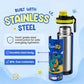 Famyo rexy the dino stainless steel water bottle - durable steel body and BPA free materials 
