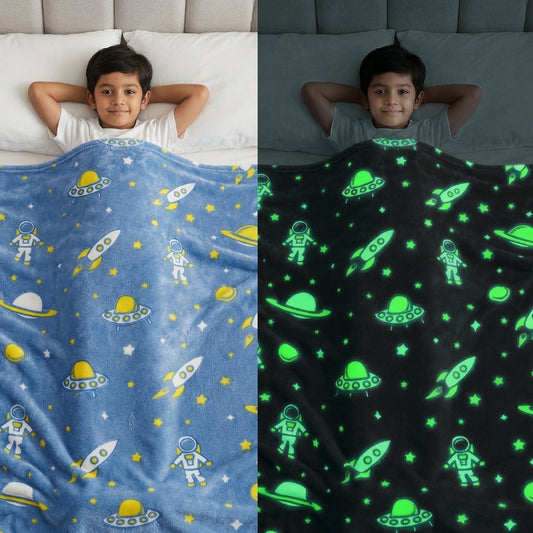 Astronaut Glow Blanket | Soft Flannel AC Blanket for All-Season | Perfect Gift for Kids