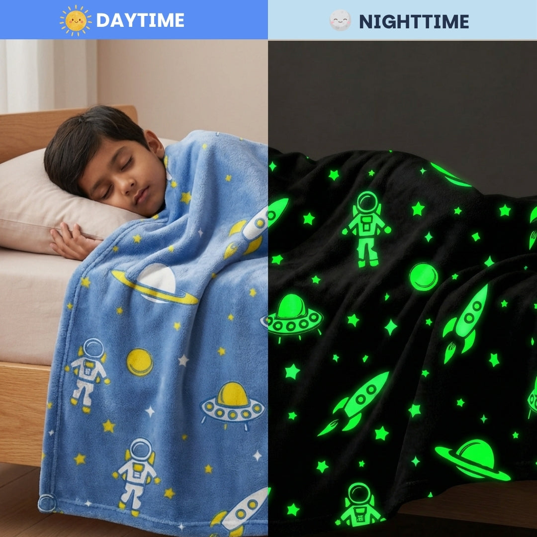 Astronaut Glow Blanket | Soft Flannel AC Blanket for All-Season | Perfect Gift for Kids