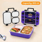 Game On Bento Lunch Box for Kids featuring a video game console print, 3 stainless steel compartments, 800 ml capacity, and a BPA-free outer body