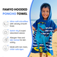 Cool Blue Dino Poncho Bath Towel for Kids, 1-7 years, 60 x 60cm | 100% Cotton, Skin-Friendly Microfiber Hooded Toddler Pool Towel | Quick-Drying, Water Absorbing, Full-Size Bathrobe