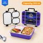Game On Bento Lunch Box for Kids featuring a video game console print, 3 stainless steel compartments, 800 ml capacity, and a BPA-free outer body