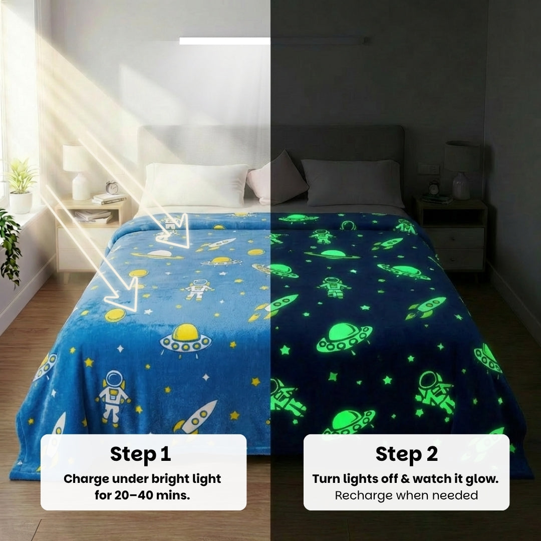 Astronaut Glow Blanket | Soft Flannel AC Blanket for All-Season | Perfect Gift for Kids