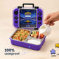 Game On Bento Lunch Box for Kids featuring a video game console print, 3 stainless steel compartments, 800 ml capacity, and a BPA-free outer body