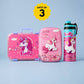 Famyo june the unicorn combo kit for kids - school essentials - unicorn bento lunch box, water bottle and pencil pouch
